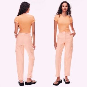 Aritzia Wilfred Modern Cargo Utility Pant Size 0 Button Fly Twill Peach Preppy